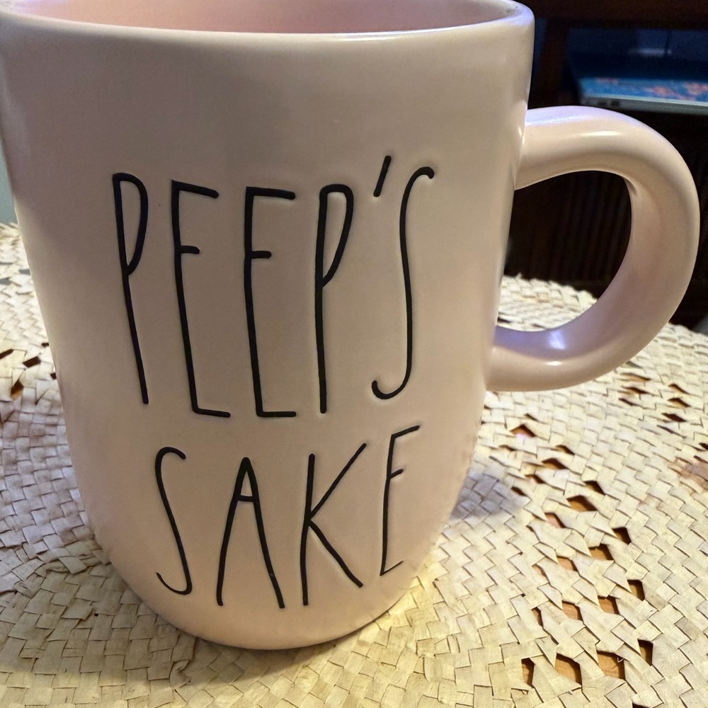 Rae Dunn Pink Ceramic Mug with Easter Text